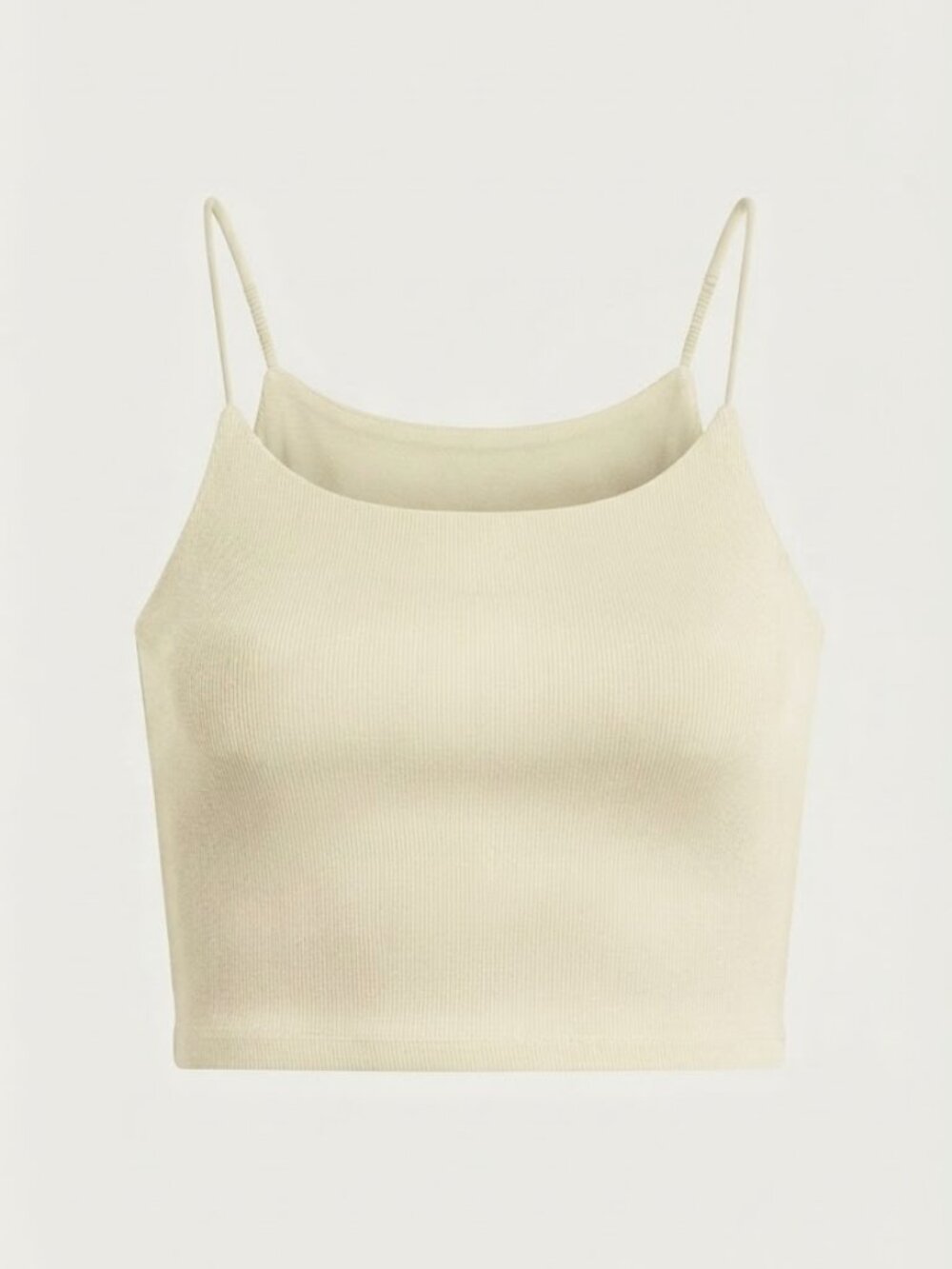 Round Neck Spaghetti Straps Rib Knit Cropped Top
